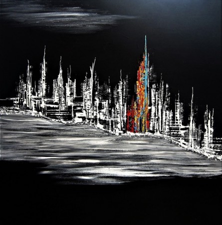 "Niya", Série Rêveries urbaines, acrylique sur toile, 80x80cm, pièce unique, 700 euros
